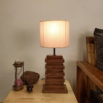 Load image into Gallery viewer, Truffle Brown Wooden Table Lamp with Yellow Printed Fabric Lampshade
