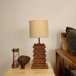 Load image into Gallery viewer, Truffle Brown Wooden Table Lamp with Yellow Printed Fabric Lampshade
