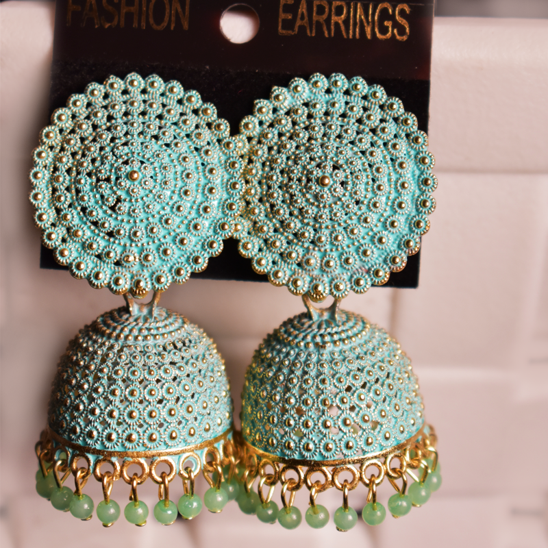 JANVIKA NOVELITY Silk Thread Fabric Earrings for Womens Sky Blue Color :  Amazon.in: Jewellery