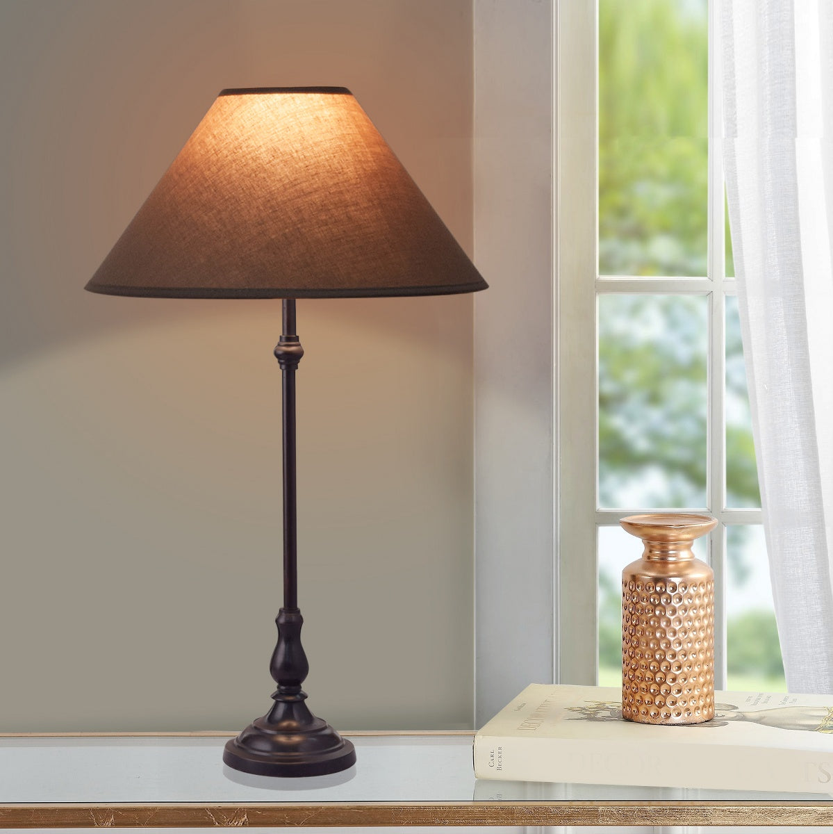 Detec Beige Metal Table Lamp