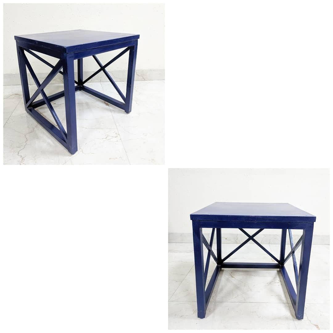 Elegant Crisscross Designed Multipurpose Side Table Blue, Orange & Turquoise Color - Set of 3 (Model: 232) - Detech Devices Private Limited