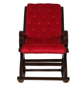 Rocking Chair With Red Upholstery
