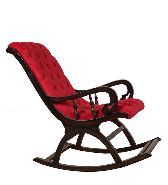 Rocking Chair With Red Upholstery