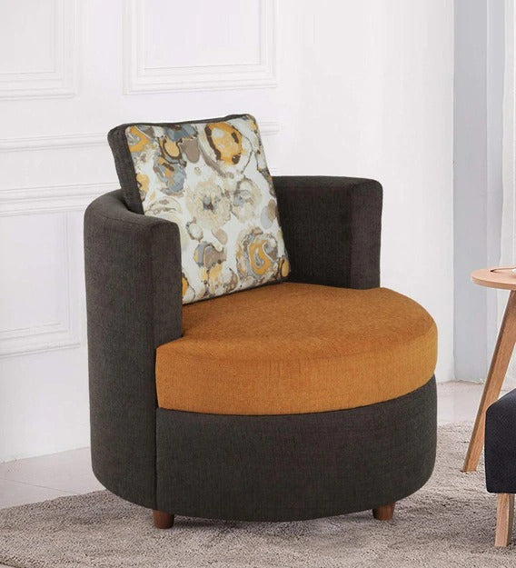 Detec™ Barrel Chair in Grey & Mustard Color