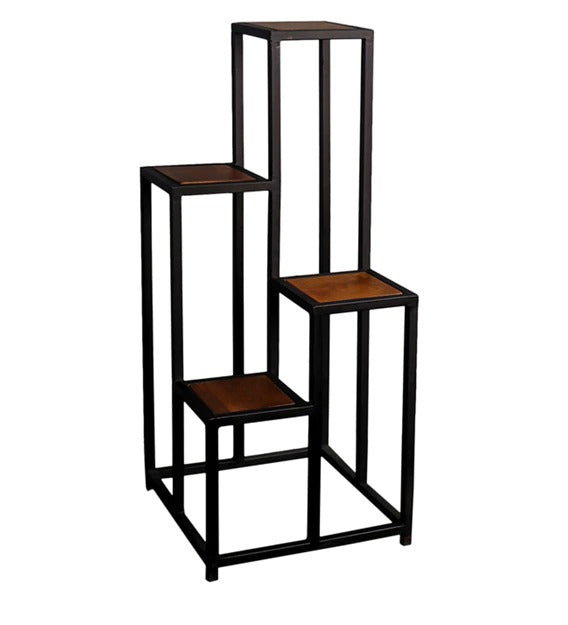 Detec™ End Table cum Display Stand in Black and Teak Finish