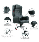 Load image into Gallery viewer, Detec™ Best Ergonomic Leatherette Office Chair With fixed Comfortable Back , Armrest - Black Color
