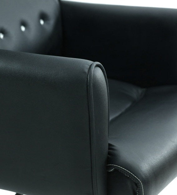 Detec™ Best Ergonomic Leatherette Office Chair With fixed Comfortable Back , Armrest - Black Color