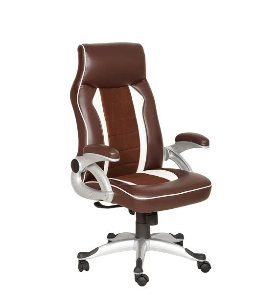 Detec™ Executive Office Chair/Perfect Computer Chair/ Best Indian Office Chair in Brown & White Color