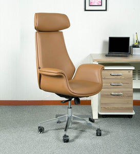 Detec™ Elegance Leatherette Office Executive Chair/Home Ergonomic Design Desk Chair in Tan Colour