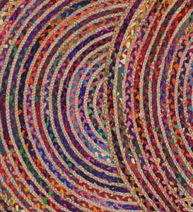 Circular Abstract Pattern Jute Rug 