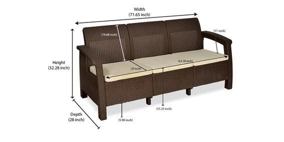  Detec™ Out'n'Out 3 Seater Sofa - Rust Brown Color