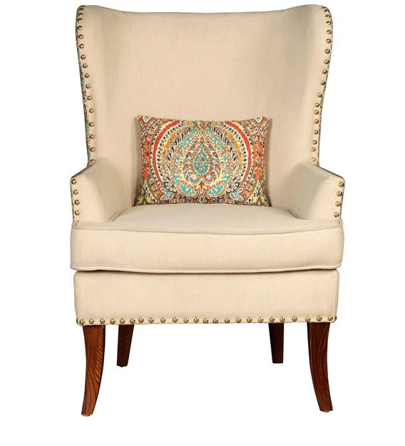 Detec™ Wing Chair - Beige Floral Color