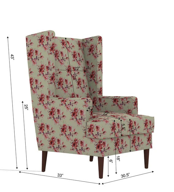 Detec™ Wing Chair - Floral Fabric