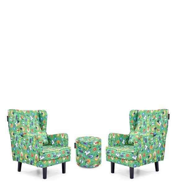 Detec™ Wing Chair with Pouffe - (Set of 2)