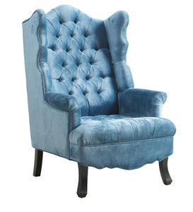 Detec™ Velvet Wing Chair - Blue Color