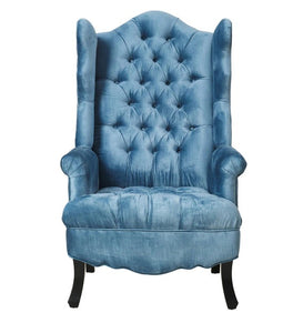 Detec™ Velvet Wing Chair - Blue Color
