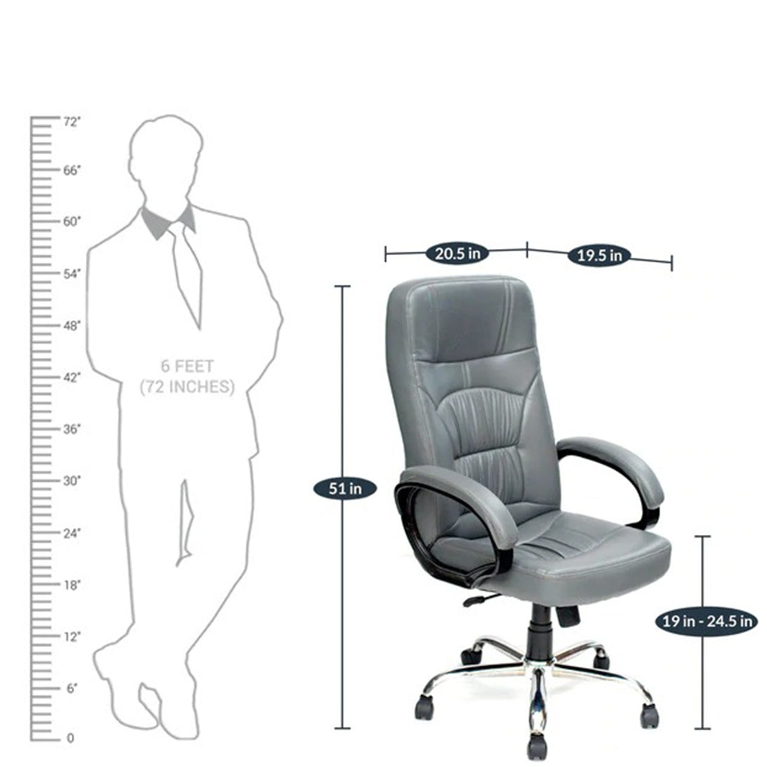 Detec™ High Back Executive Chair - Grey Color