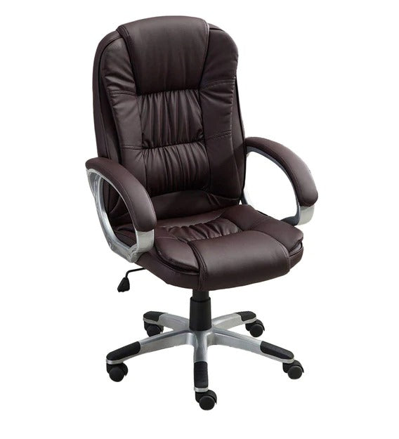 Detec™ Leatherette Comfortable Office Ergonomic Chair in Brown Color
