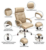 Load image into Gallery viewer, Detec™ Perfect Leatherette Office Chair with High Back , Fixed Comfortable Arm Rest in Cream Colour
