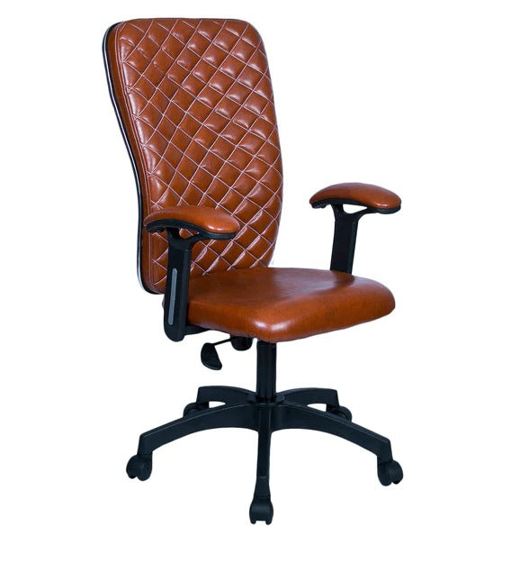 Detec™ Executive High Back Office Chair - Dark Tan Brown Color
