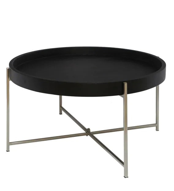 Detec™ गोल कॉफ़ी टेबल - काला और निकल फ़िनिश