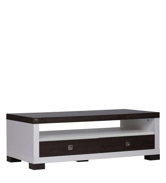 Detec™ कॉफी टेबल 4 दराजों के साथ - चारकोल ओक और सफेद रंग