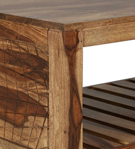 Detec™ Solid Wood Coffee Table - Rustic Teak Finish