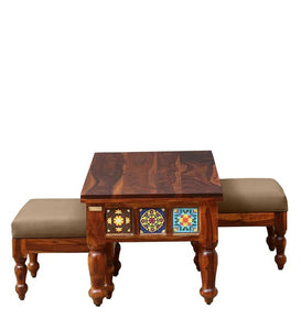 Detec™ Solid Wood Nesting Coffee Table Set - Honey Oak Finish