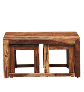 Detec™ Solid Wood Nesting Coffee Table Set - Rustic Teak Finish