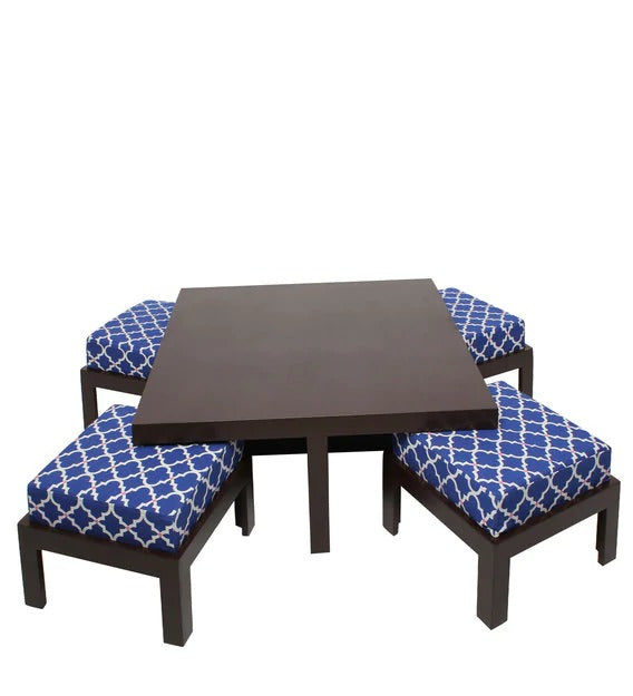 Detec™ कॉफ़ी टेबल 4 स्टूल के साथ - इंडिगो रंग