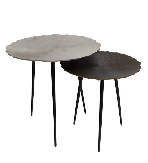 Detec™ Nesting Table (Set of 2) - Brass Antique, Nickel & Black color