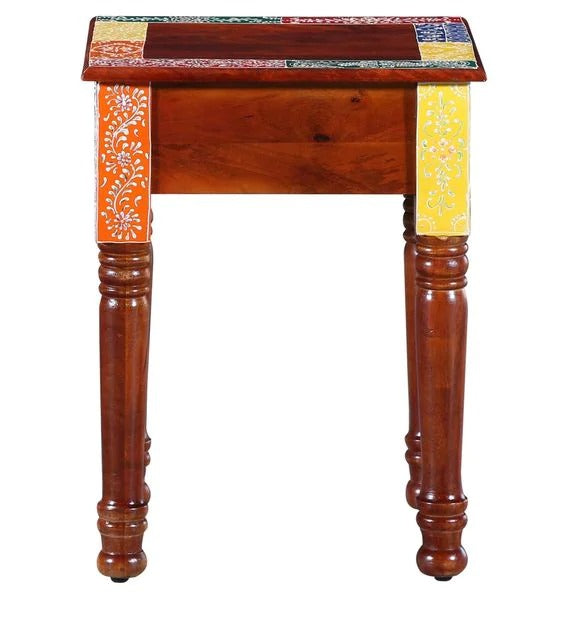 Detec™  Solid Wood Hand - Painted End Table