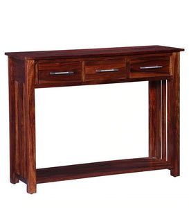 Detec™ Solid Wood Console Table - Honey Oak Finish