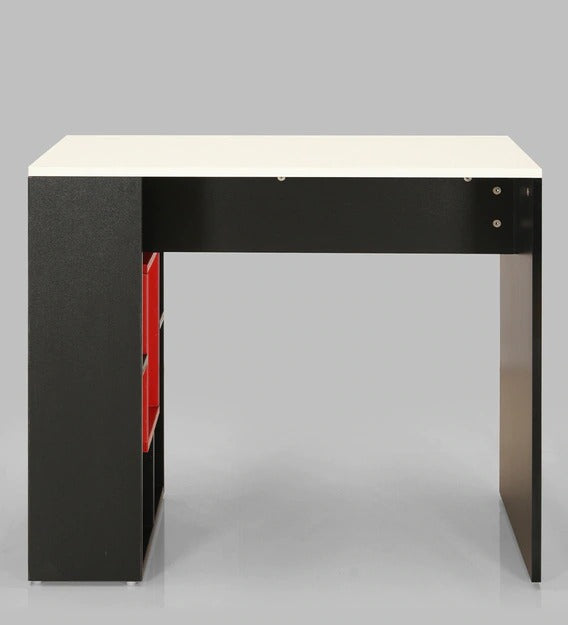 Detec™ राइटिंग टेबल ओपन बुक शेल्फ के साथ - सफेद और काला रंग