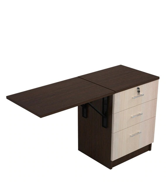 Detec™ Foldable Study Table with Drawer Storage - African Oak Finish