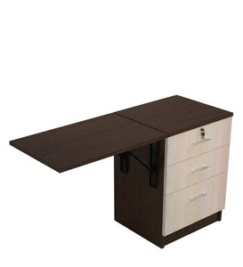 Detec™  Foldable Table Top cum Study Table with Drawer Storage - African Oak Finish