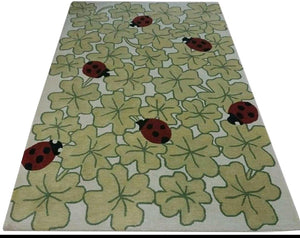 Detec™ Woolen Rug with Floral Pattern - Green 