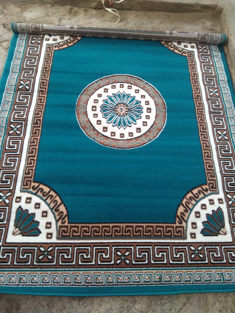 Detec™  Woolen Rug with Designer Borders - Blue