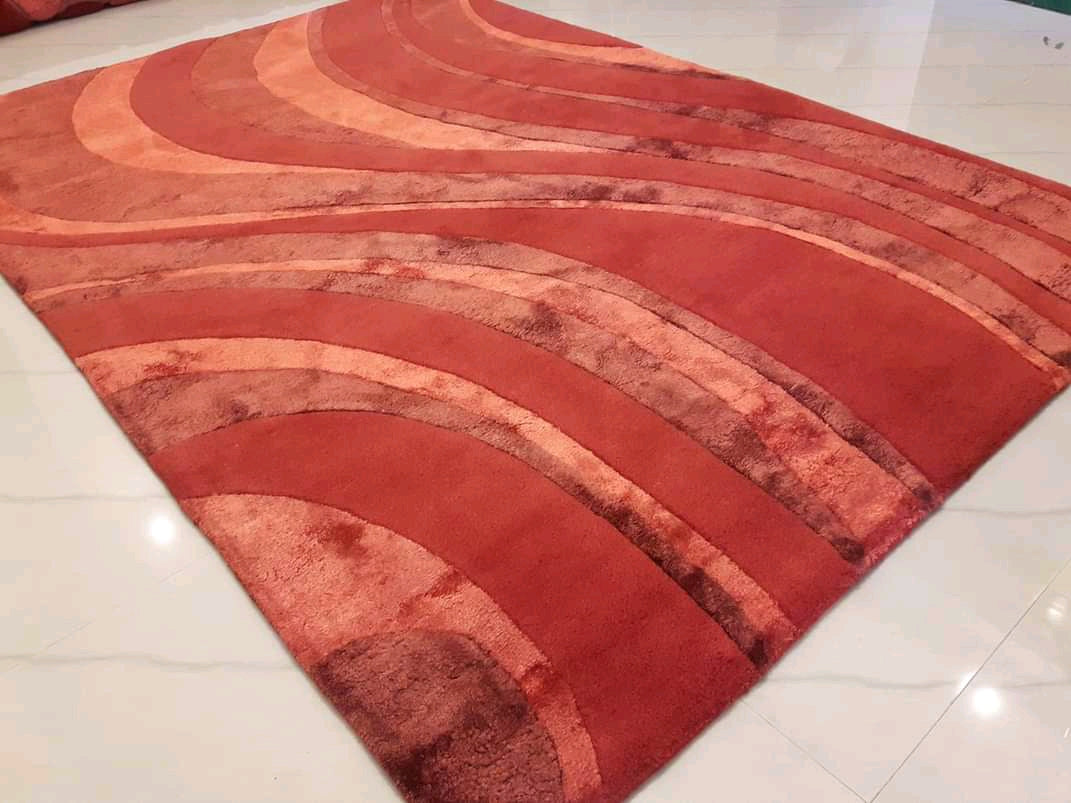Detec™ Abstract Pattern Woolen Rug - Red