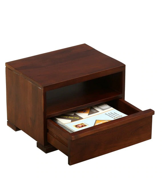 Detec™ Solid Wood Bedside Table In Honey Oak Finish