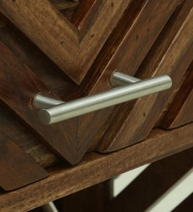 Detec™  Solid Wood Single Drawer Bed Side Table - Rustic Teak Finish