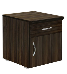 Detec™ Bed Side Table with Shutter & Drawer - Dark Walnut Color
