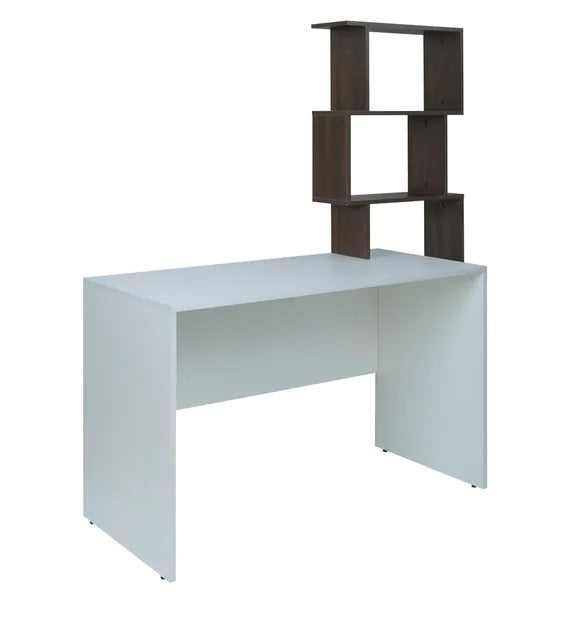 Detec™ Study Table with Shelf - White and Dark Oak finish