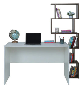 Detec™ Study Table with Shelf - White and Dark Oak finish