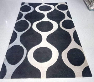 Detec™ Abstract Circular Pattern Rug - Black