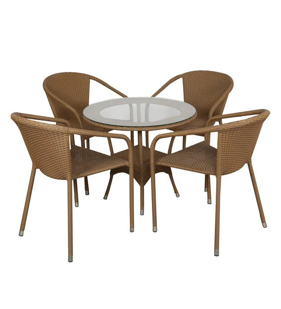 Detec™ आउटडोर कॉफ़ी टेबल सेट - भूरा रंग