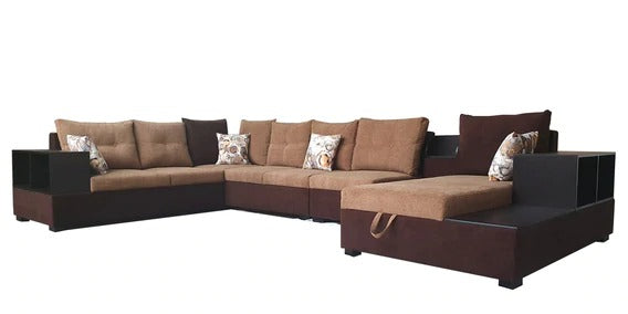 Detec™ Artur Corner Sofa - Beige & Brown Color