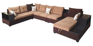Detec™ Artur LHS Corner Sofa - Beige & Brown Color