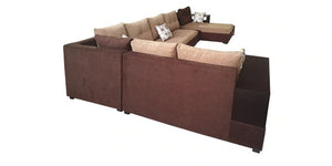 Detec™ Artur LHS Corner Sofa - Beige & Brown Color
