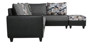 Detec™ Baldur LHS Section Sofa with Ottoman - Grey & Black Color